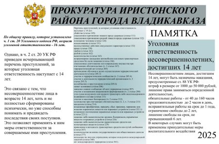 Прокуратура Иристонского района г.Владикавказа разъясняет Прокуратура Иристонского района г.Владикавказа разъясняет